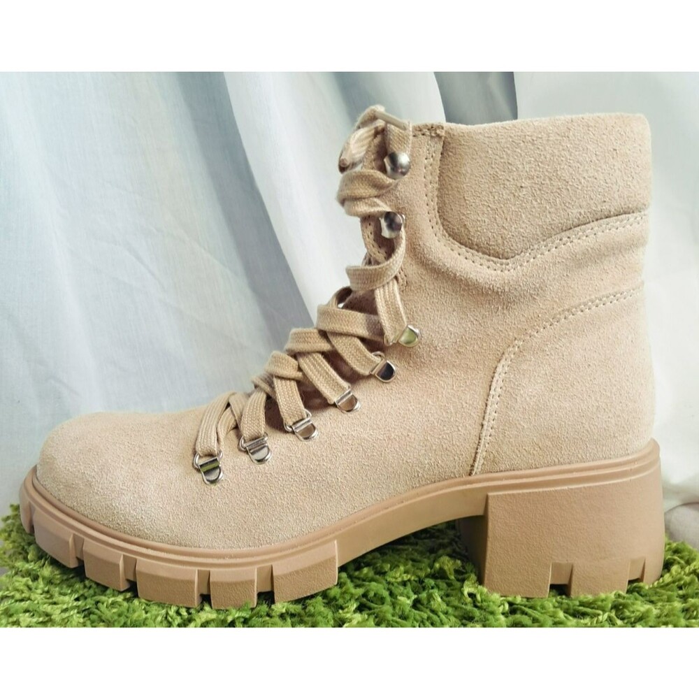 Steve Madden Hint Sand Tan Suede Hiking Combat Moto Boots Size 11M